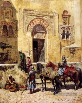 Entrer dans la mosquée Persique Egyptien Indien Edwin Lord Weeks Peinture à l'huile